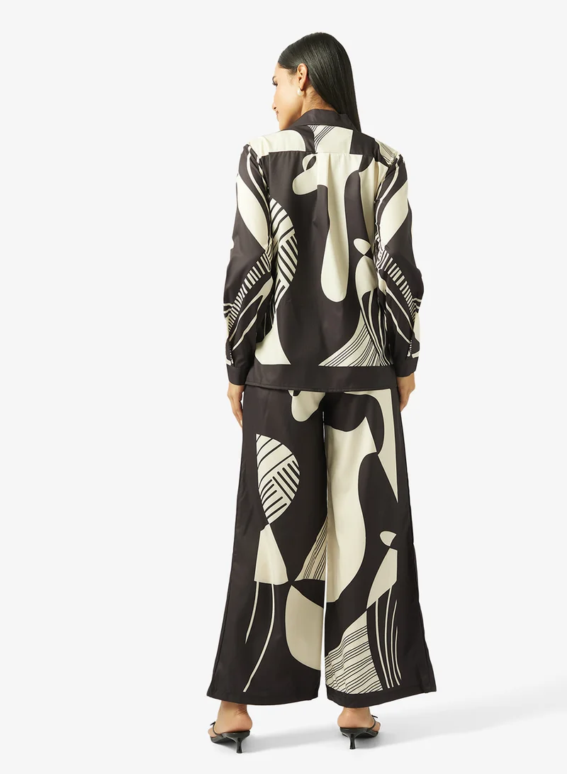 Ginger Oversize Monochrome Shirt & Wide Leg Pant Coord Set